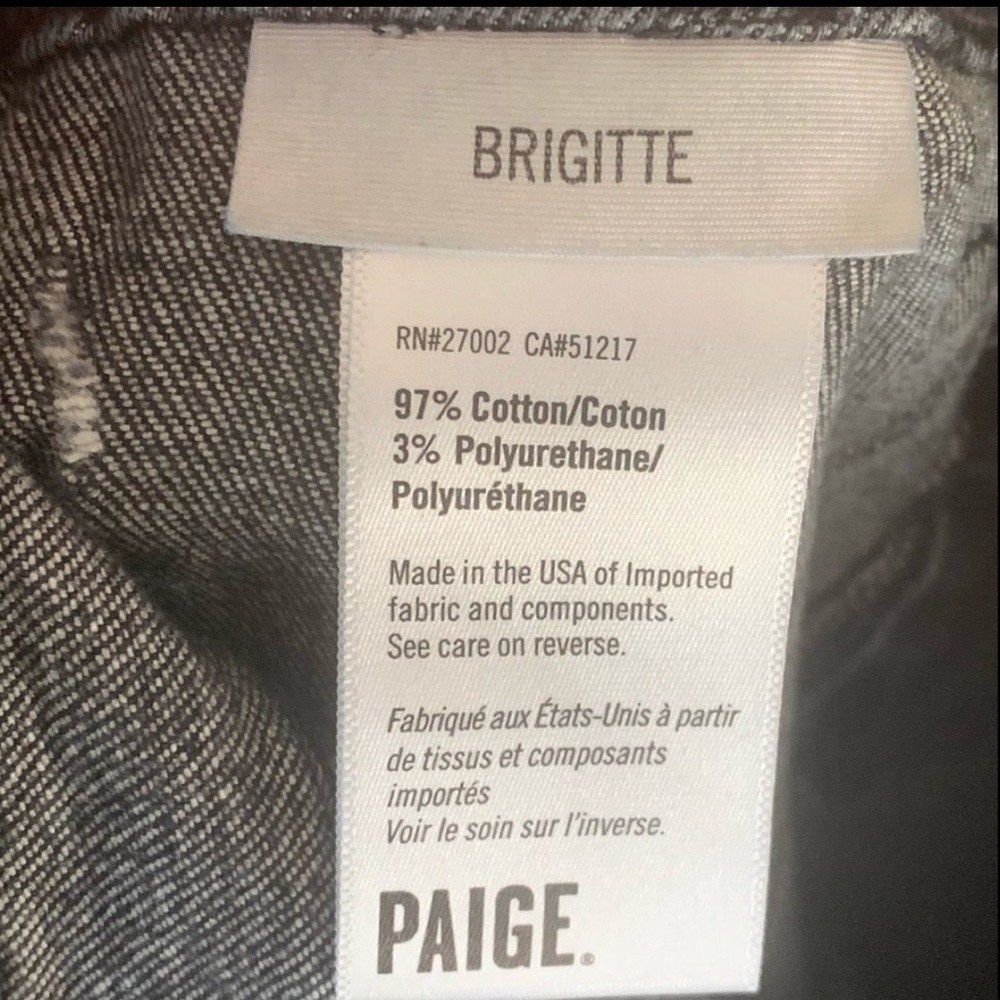PAIGE Brigitte Fringe Trimmed Mid-Rise Slim Jeans Black Size 27 - Picture 3 of 16